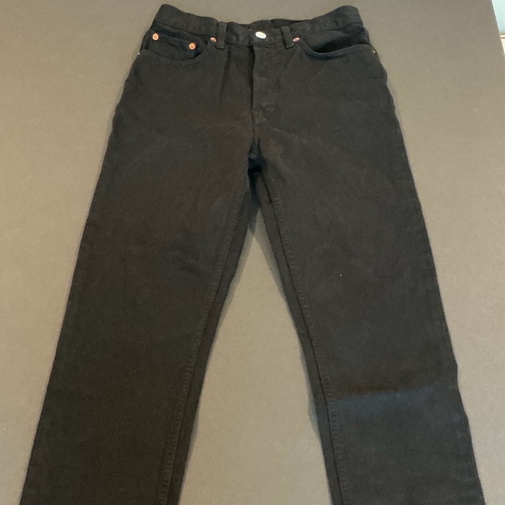 RE/DONE Originals Black High Rise Crop Flare Jeans Size 27 Raw Hem